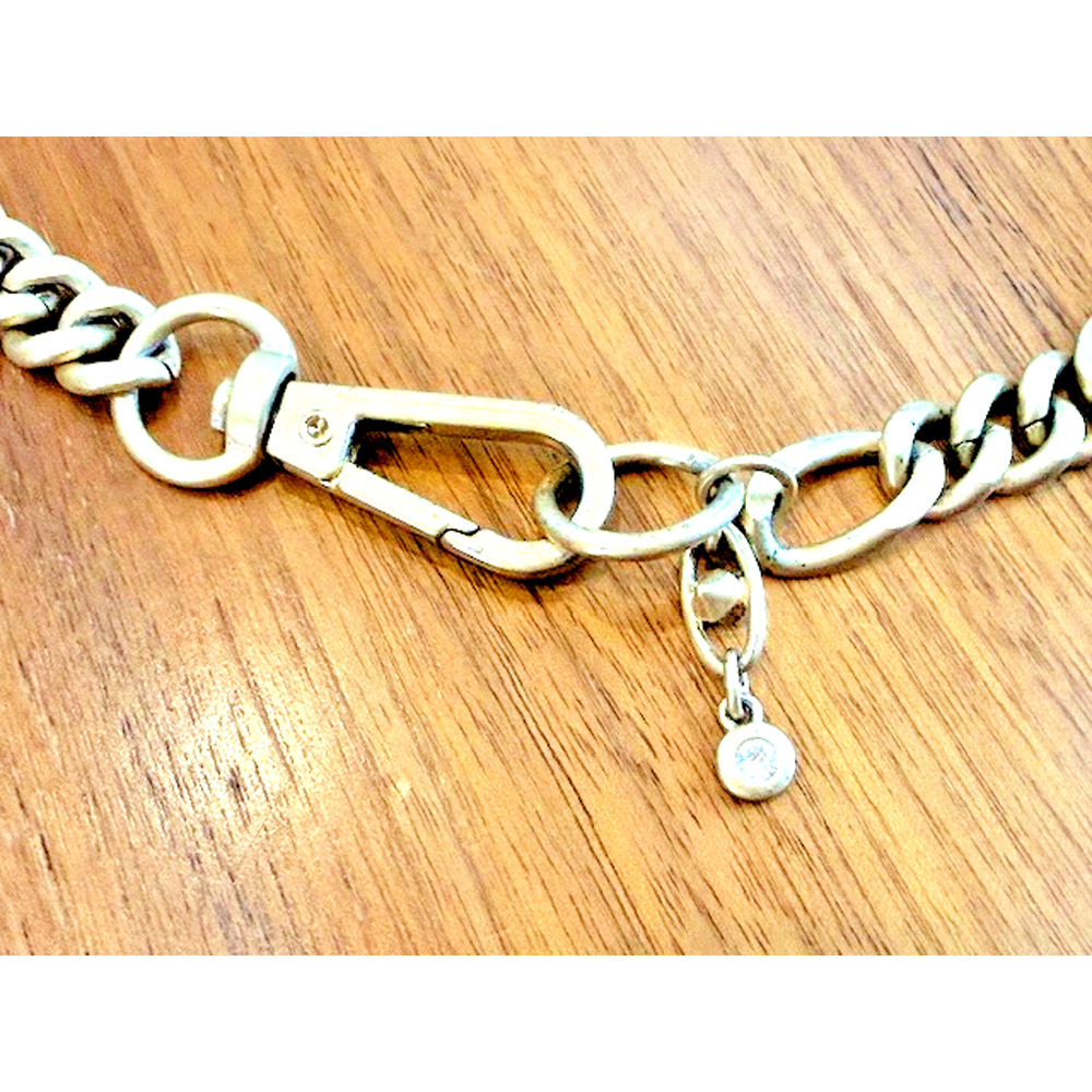 Chunky Choker Signed Cabi Swagger Brushed Gold Tone Chainlink Necklace 22" Max View 4